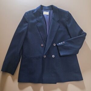 Pendleton Women's Vintage Blazer 12 Navy Virgin Wool Double Breasted USA